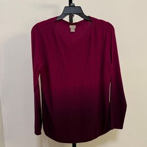 Women's Ombre Burgundy Long Sleeve Top